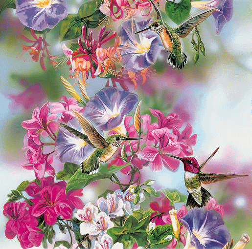 animated flowers photo: Flowers and birds Flowersandbirds.gif