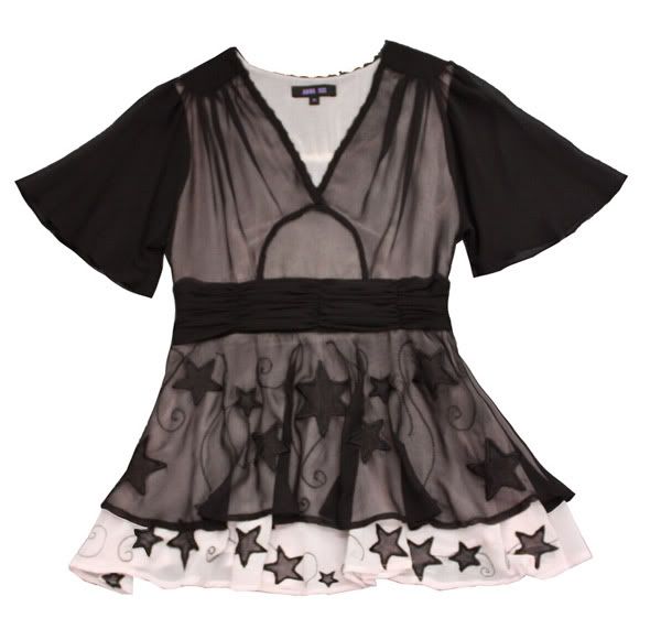 ANNA SUI black star embroidered silk top for $108 -shopyop