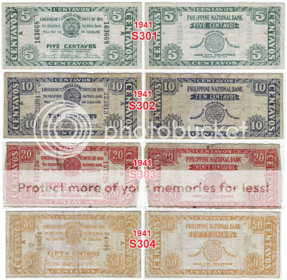  1941 1944 Mixed Lot of 8 Iloilo Emergency Circulating Notes