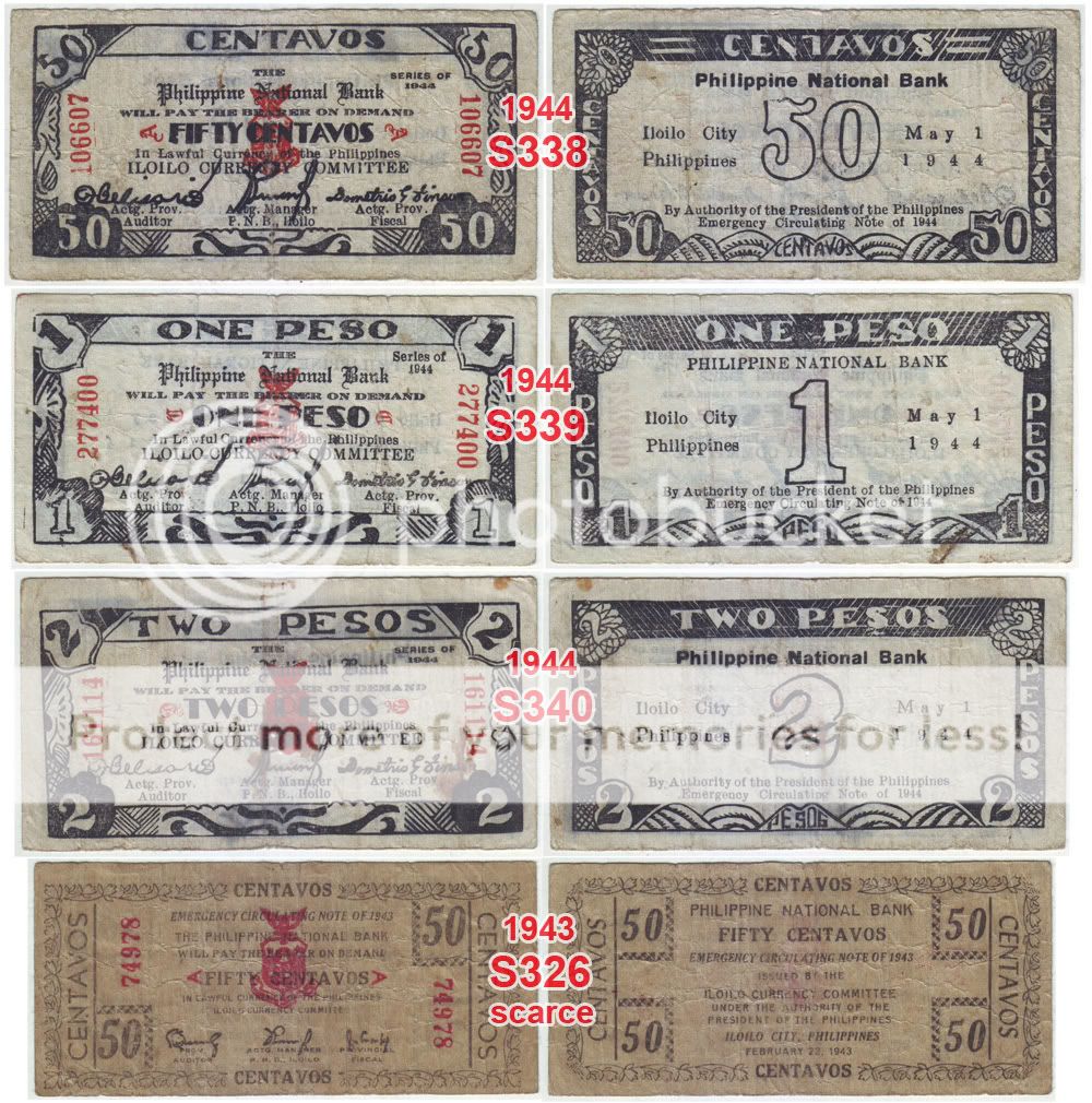  1941 1944 Mixed Lot of 8 Iloilo Emergency Circulating Notes