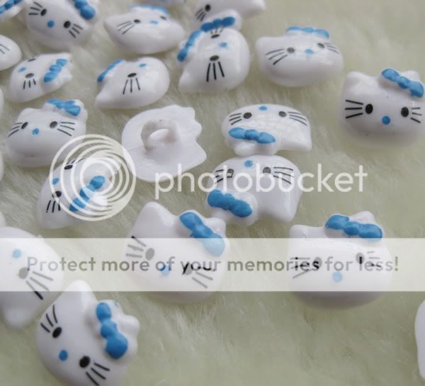 100x Blue Bow Hello Kitty Plastic Buttons Sewing F198  
