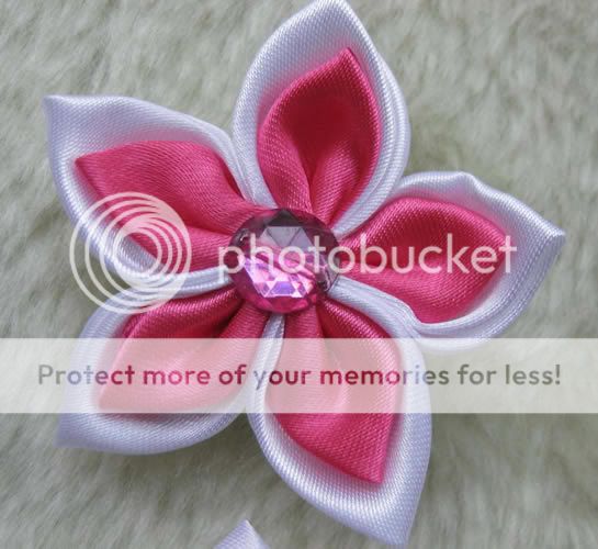 20x Satin 2 Ribbon Flower W/ Rhinestone Hot pink/A17  