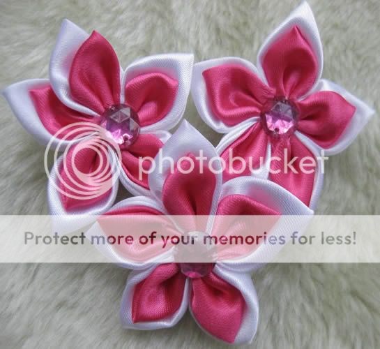 20x Satin 2 Ribbon Flower W/ Rhinestone Hot pink/A17  