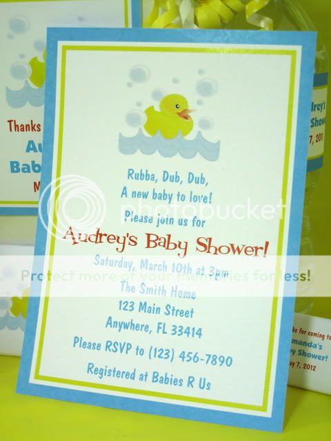 Rubber Ducky Duck Baby Shower PDF CD Invitations Favors Gum Wrapper Banner Decor