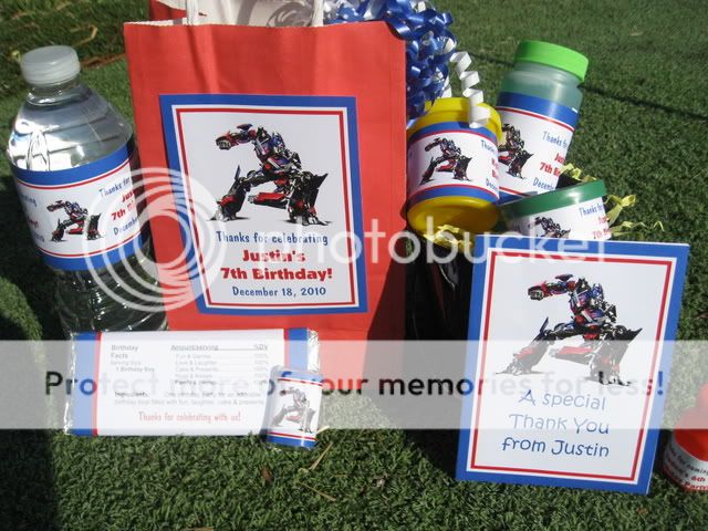 Transformers Personalized Large Vertical Favor Tag (on treat bag 