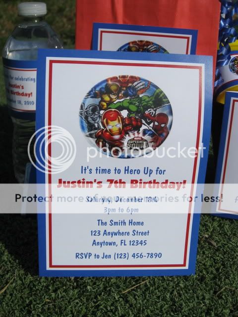 Superhero Squad Birthday Invitation Favors Water Candy  