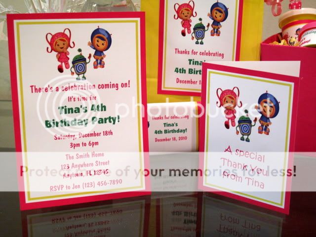 Team Umizoomi Girl Birthday PDF CD w/ Invitation Favors Water Candy 