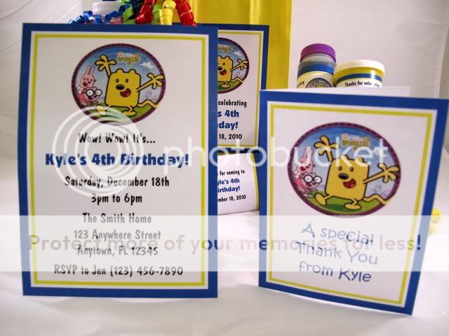 Wow Wow Wubbzy Boy Birthday PDF CD w/ Invitation Favors Water Candy 
