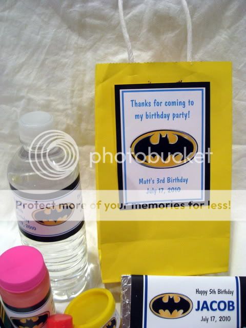   Water Bottle Label and Large Vertical Favor Tag (on treat bag