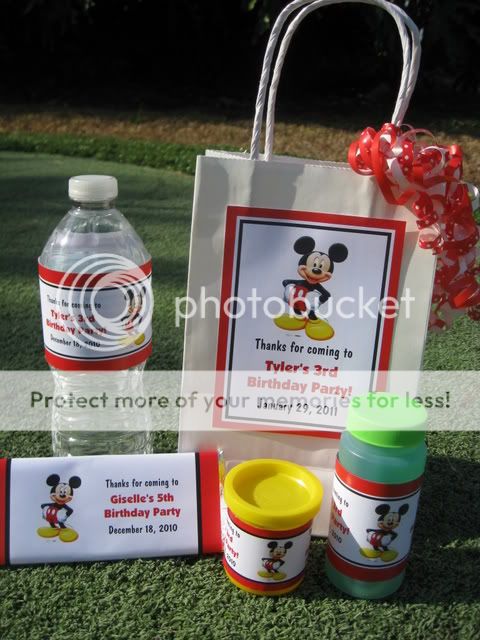 Mickey Mouse Personalized Large Vertical Favor Tag (on treat bag 