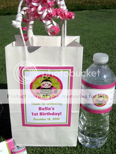   Personalized Large Vertical Favor Tag (on treat bag) and Water Wrapper