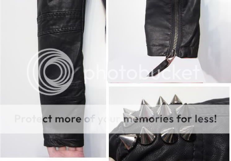 Punk Strong Spike Studded Shoulder Synthetic Leather Black Cropped 