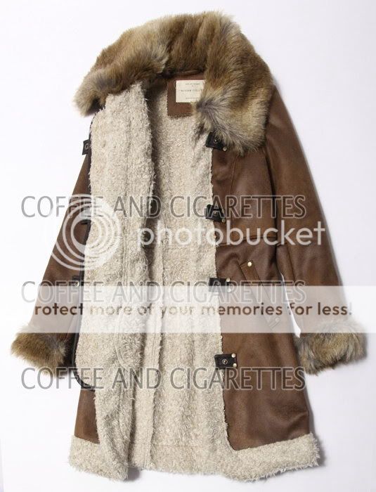 2011River Tan Faux Fur+Shearling Long Coat Jacket  