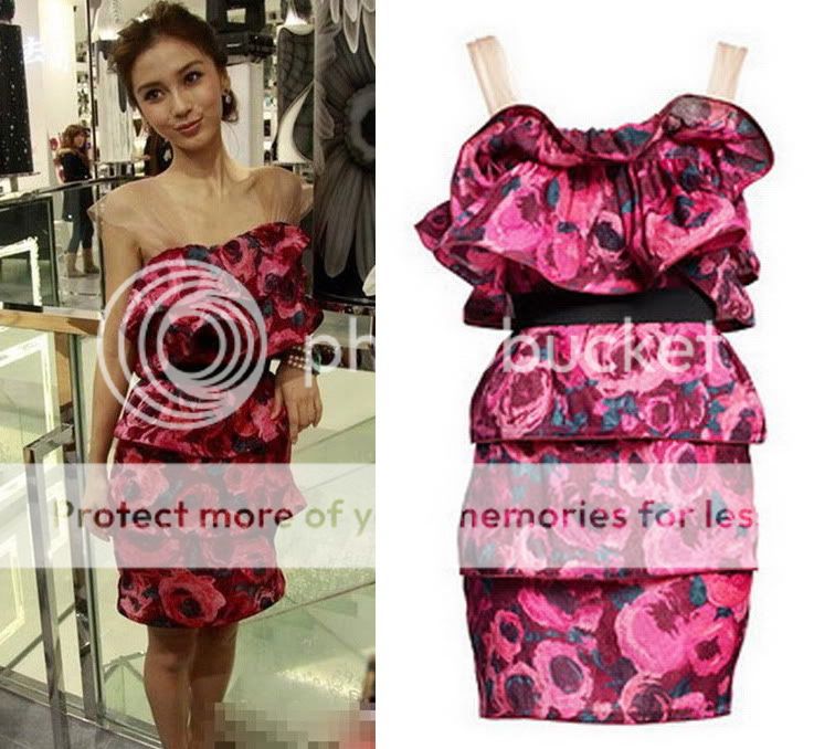Runway Rose Pink Ruffle Floral Tiered Party Dress