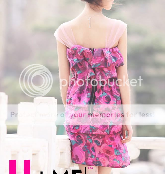 Runway Rose Pink Ruffle Floral Tiered Party Dress  